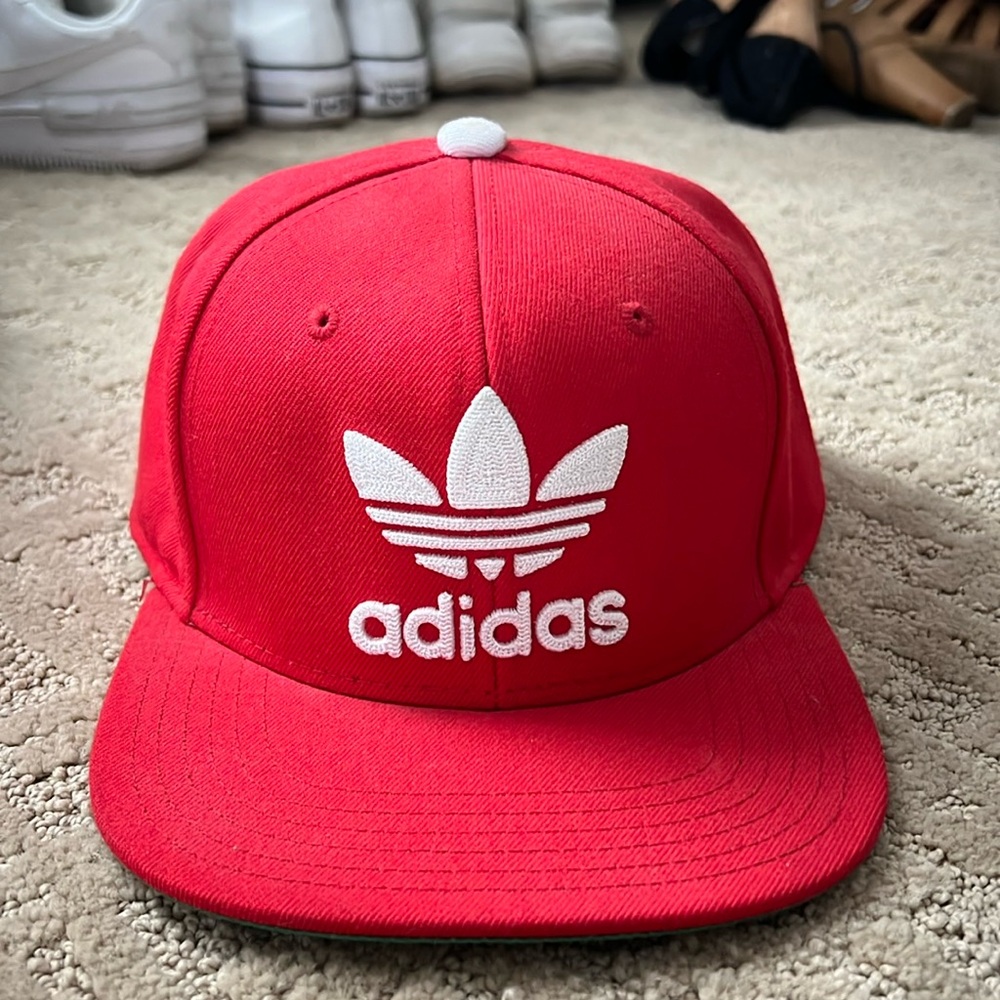 Red and white Adidas snapback